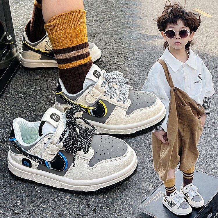 Dječje tenisice s debelim potplatom i Velcro zatvaračem, unisex, prugasti uzorak, PU gornji dio i gumeni potplat, Korejska verzija, niski vrh, za zimu, zimu, proljeće i jesen