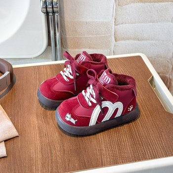 Dječje zimske tenisice za sport s PU gornjim dijelom, fleece podstava, Velcro zatvarač, PU potplat, unisex za dječake i djevojčice