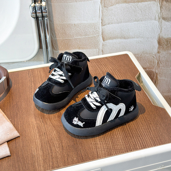 Dječje zimske tenisice za sport s PU gornjim dijelom, fleece podstava, Velcro zatvarač, PU potplat, unisex za dječake i djevojčice