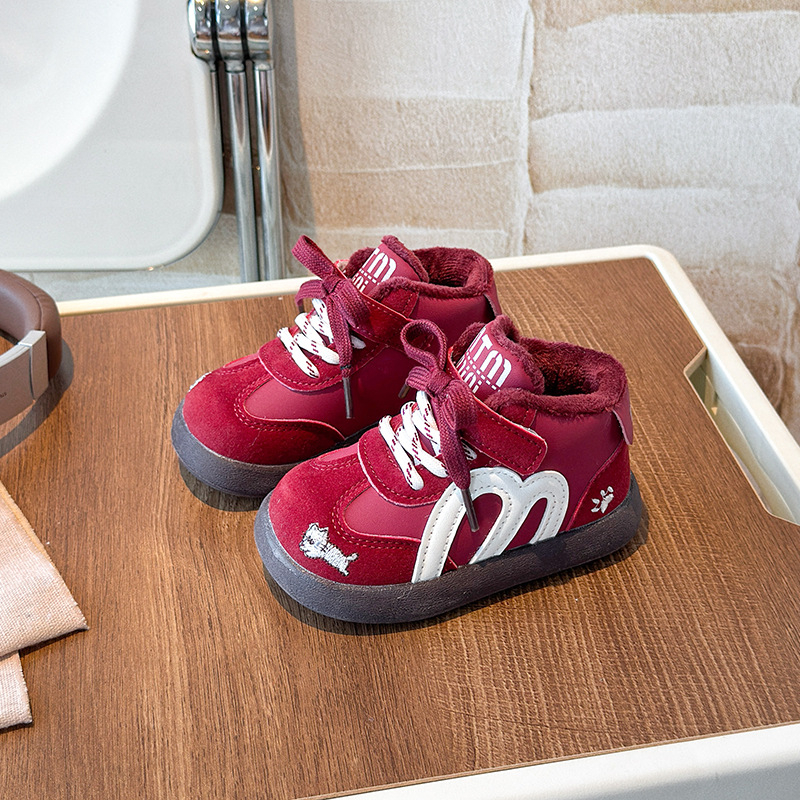 Dječje zimske tenisice za sport s PU gornjim dijelom, fleece podstava, Velcro zatvarač, PU potplat, unisex za dječake i djevojčice