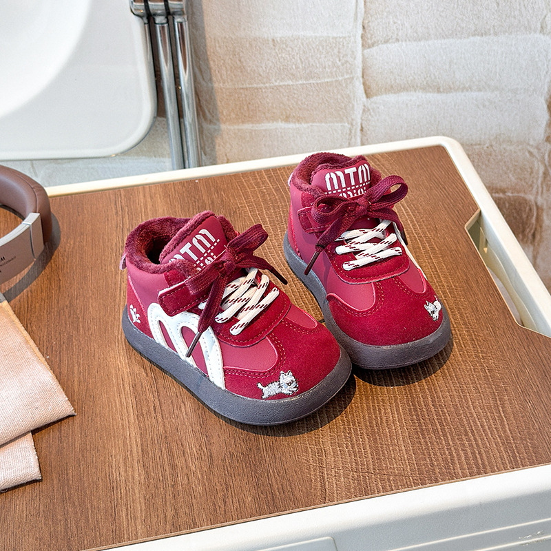 Dječje zimske tenisice za sport s PU gornjim dijelom, fleece podstava, Velcro zatvarač, PU potplat, unisex za dječake i djevojčice