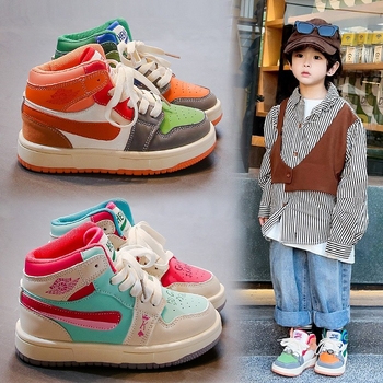 Dječje tenisice za trčanje - inspirirane korejskim modnim stilom, prozračan PU gornji dio, Velcro zatvarač, gumeni potplat, protuklizno, jesen 2024