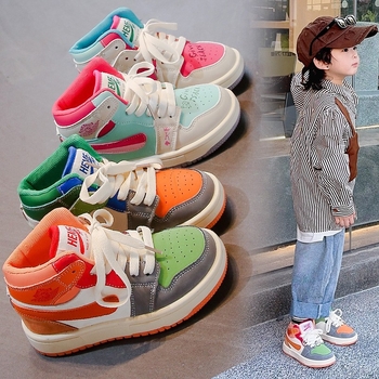 Dječje tenisice za trčanje - inspirirane korejskim modnim stilom, prozračan PU gornji dio, Velcro zatvarač, gumeni potplat, protuklizno, jesen 2024