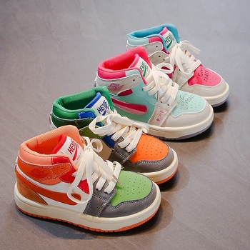 Dječje tenisice za trčanje - inspirirane korejskim modnim stilom, prozračan PU gornji dio, Velcro zatvarač, gumeni potplat, protuklizno, jesen 2024