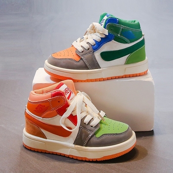 Dječje tenisice za trčanje - inspirirane korejskim modnim stilom, prozračan PU gornji dio, Velcro zatvarač, gumeni potplat, protuklizno, jesen 2024