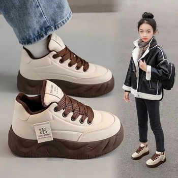 Tenisice za djevojčice s mekanim potplatom, PU gornji dio, protuklizni gumeni đon, debeli đon, prednje vezanje, za dob 4–16 godina