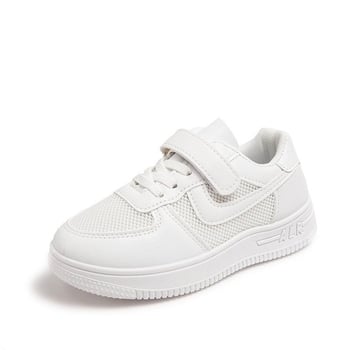 Gyerekeknek fehér sportcipő Velcro zárással, PU felsőrész, PU talpbetét, műanyag talp, alacsony boka magasság