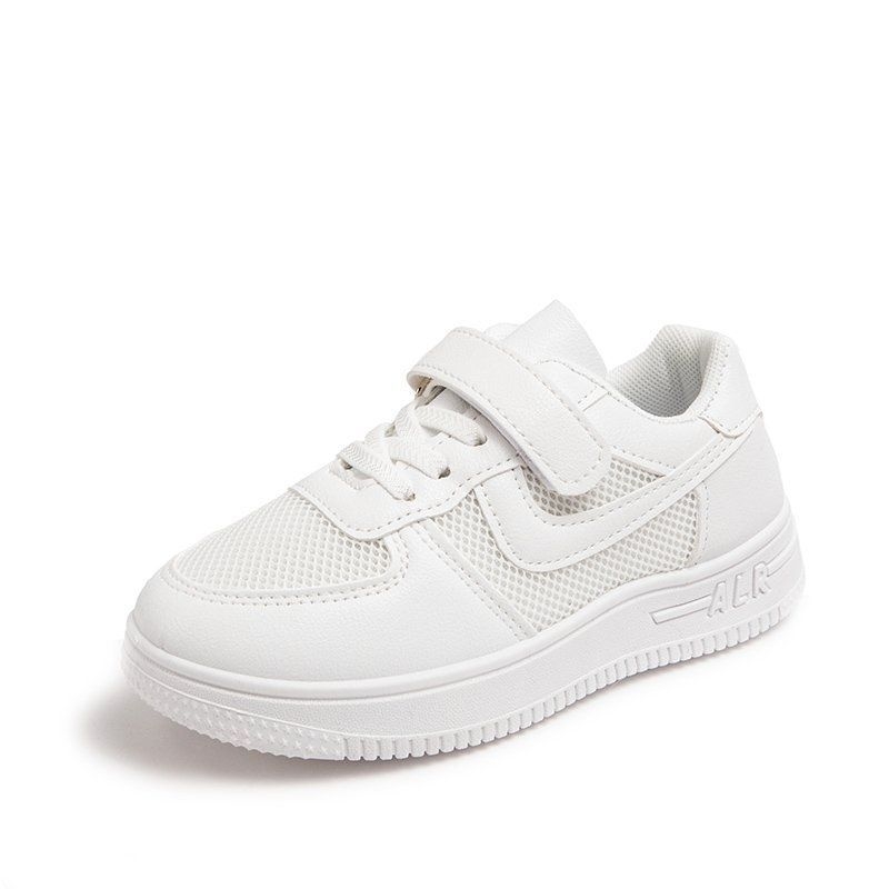 Gyerekeknek fehér sportcipő Velcro zárással, PU felsőrész, PU talpbetét, műanyag talp, alacsony boka magasság