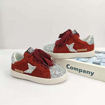 Adidași pentru copii, talpă subțire, model stea, exterior din blană, talpă din cauciuc, căptușeală PU