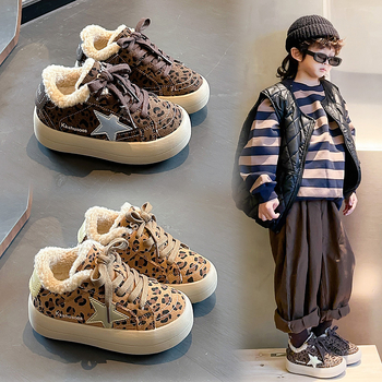 Dječje tenisice s leopard uzorkom i zvjezdicom, s flecom iznutra, unisex, zimski model 2025