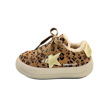 Dječje tenisice s leopard uzorkom i zvjezdicom, s flecom iznutra, unisex, zimski model 2025