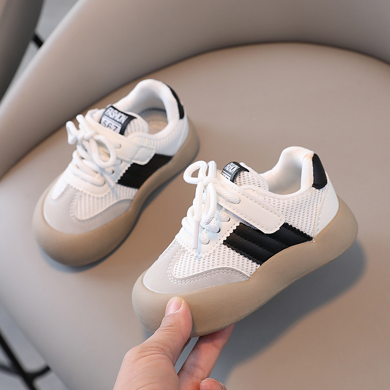 Unisex tenisice za bebe s prozračnom mrežicom, niski gornji dio, Velcro kopčama, prugasti uzorak, za djecu 12–36 mjeseci
