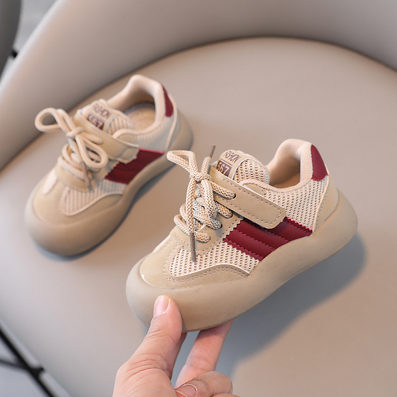Unisex tenisice za bebe s prozračnom mrežicom, niski gornji dio, Velcro kopčama, prugasti uzorak, za djecu 12–36 mjeseci