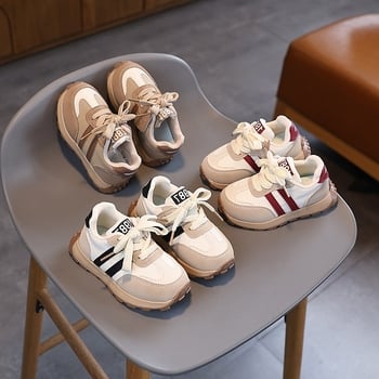 Pantofi sport pentru copii, stil coreean, cu Velcro – unisex, partea superioară PU, talpă din cauciuc, impermeabili, antiderapți, primăvară-toamnă