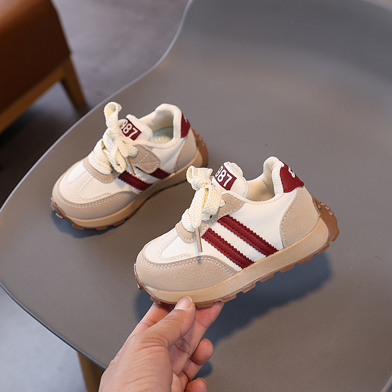 Pantofi sport pentru copii, stil coreean, cu Velcro – unisex, partea superioară PU, talpă din cauciuc, impermeabili, antiderapți, primăvară-toamnă