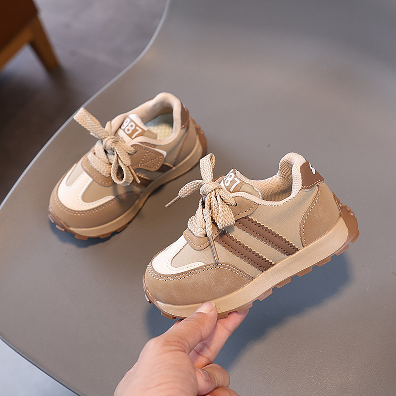 Pantofi sport pentru copii, stil coreean, cu Velcro – unisex, partea superioară PU, talpă din cauciuc, impermeabili, antiderapți, primăvară-toamnă