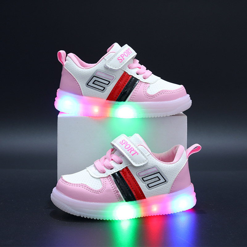 Dječje tenisice s Velcro remenom i LED svjetlima – unisex, proljeće 2023