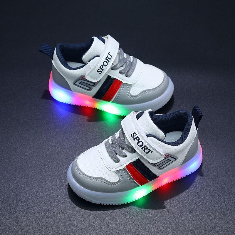 Dječje tenisice s Velcro remenom i LED svjetlima – unisex, proljeće 2023