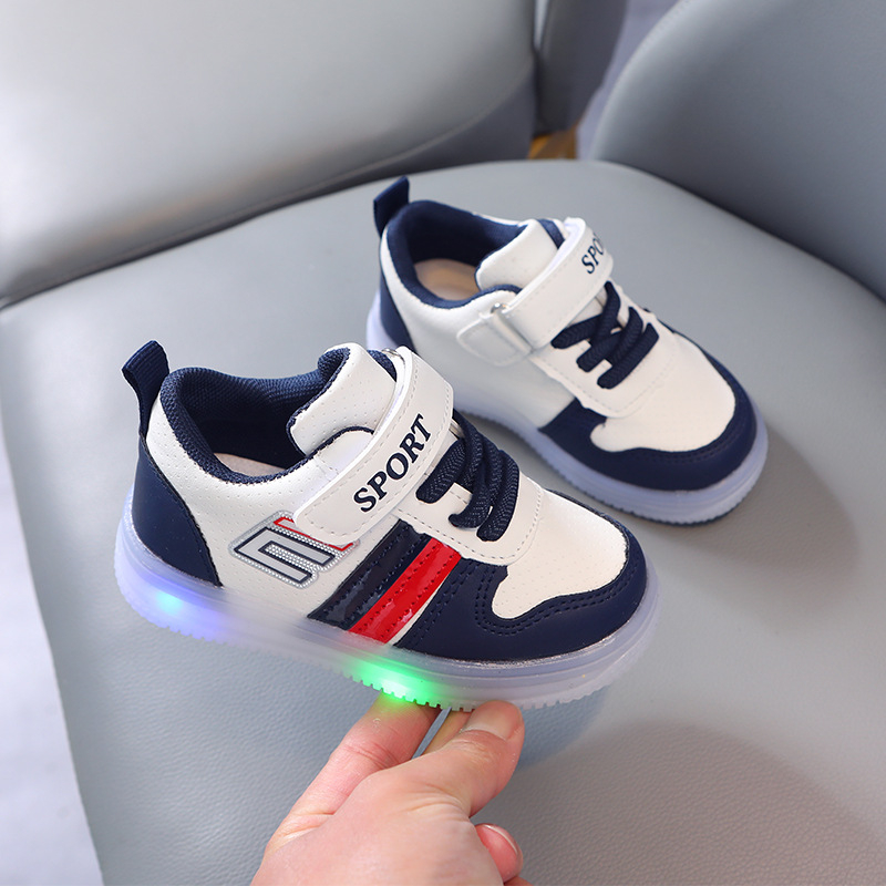 Dječje tenisice s Velcro remenom i LED svjetlima – unisex, proljeće 2023