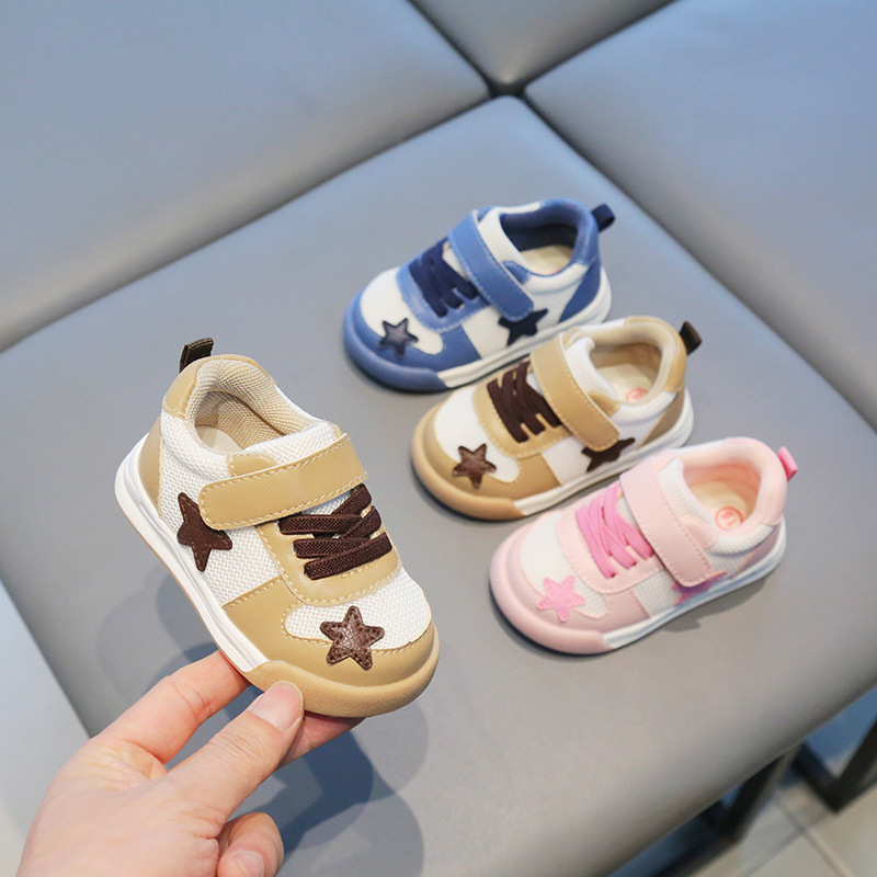 Xiaoxiao tenisice za bebe 1–2 godine, PU koža gornji dio, mekana gumena potplata, protuklizne, prozračne, unisex sportske tenisice s Velcro zatvaračem