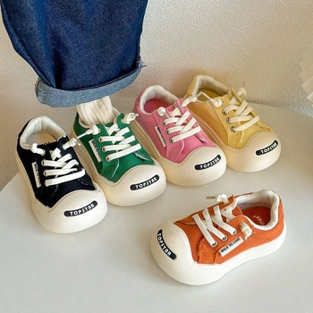 Dječje platnene tenisice s Velcro trakom, proljeće–jesen, unisex, bijele, korejski stil