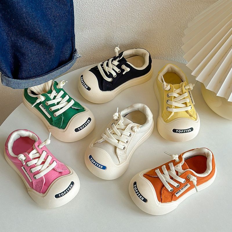 Dječje platnene tenisice s Velcro trakom, proljeće–jesen, unisex, bijele, korejski stil