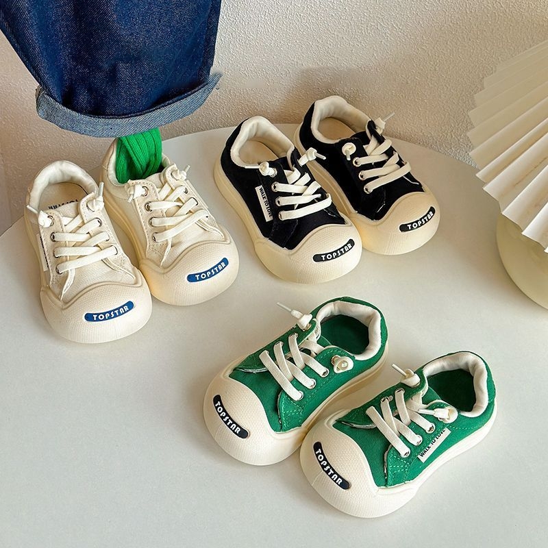 Dječje platnene tenisice s Velcro trakom, proljeće–jesen, unisex, bijele, korejski stil