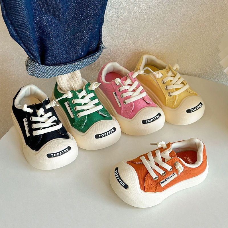 Dječje platnene tenisice s Velcro trakom, proljeće–jesen, unisex, bijele, korejski stil
