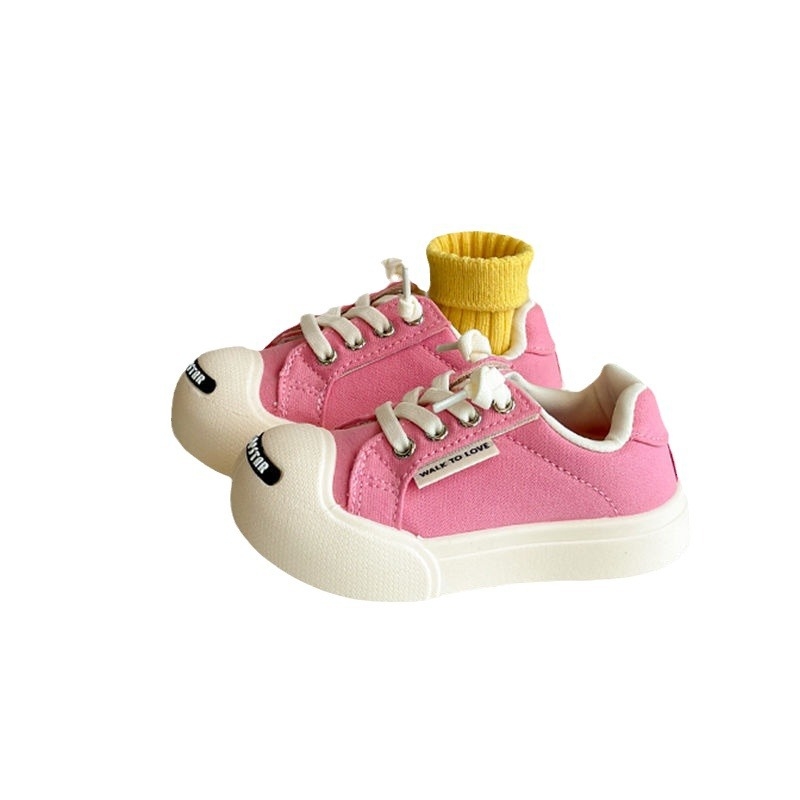 Dječje platnene tenisice s Velcro trakom, proljeće–jesen, unisex, bijele, korejski stil