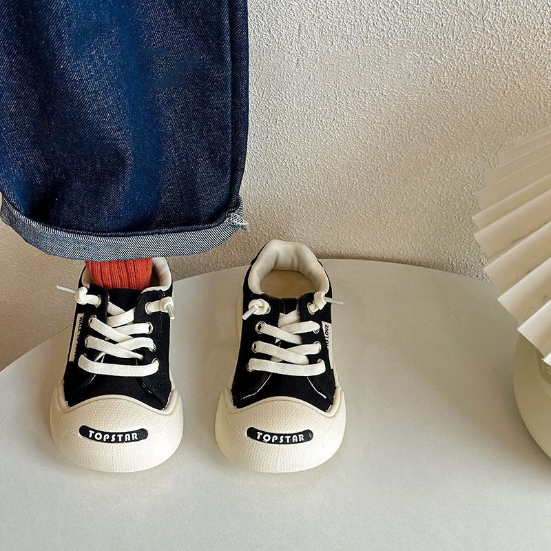 Dječje platnene tenisice s Velcro trakom, proljeće–jesen, unisex, bijele, korejski stil