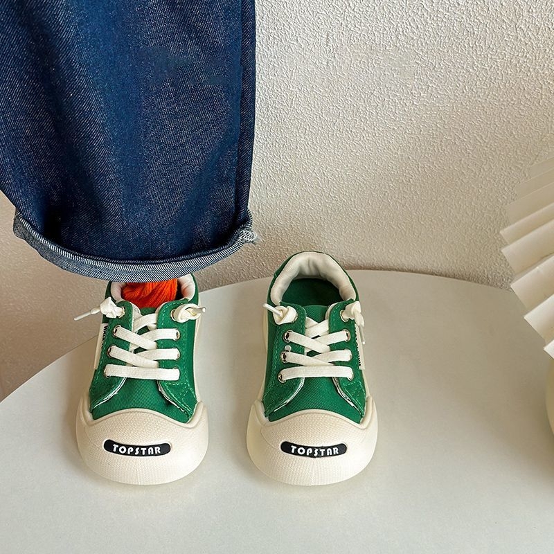 Dječje platnene tenisice s Velcro trakom, proljeće–jesen, unisex, bijele, korejski stil