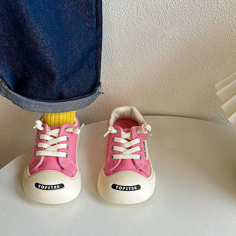 Dječje platnene tenisice s Velcro trakom, proljeće–jesen, unisex, bijele, korejski stil