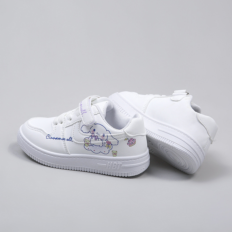 Adidași pentru copii Kuromi – imprimeu desen animat, partea superioară PU, talpă din cauciuc, închidere Velcro, talpă antiderapantă