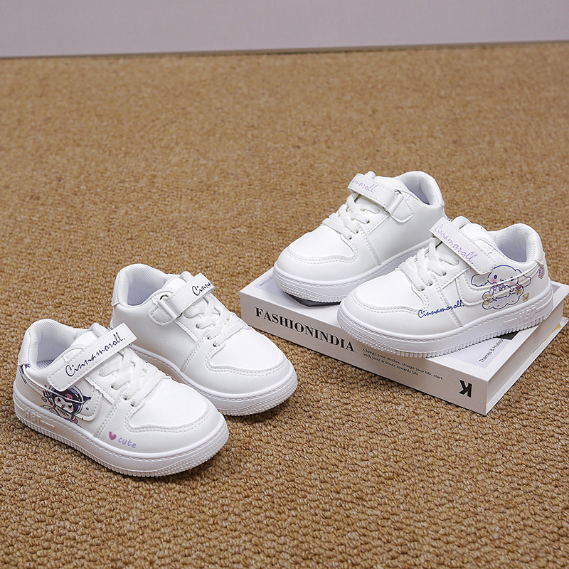 Adidași pentru copii Kuromi – imprimeu desen animat, partea superioară PU, talpă din cauciuc, închidere Velcro, talpă antiderapantă