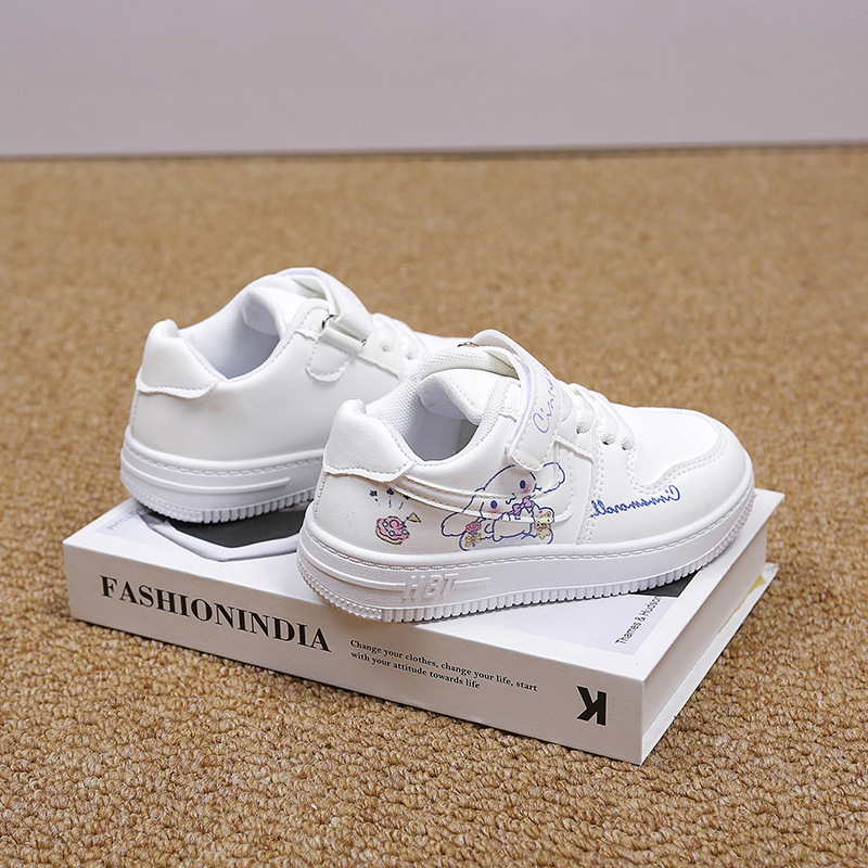 Adidași pentru copii Kuromi – imprimeu desen animat, partea superioară PU, talpă din cauciuc, închidere Velcro, talpă antiderapantă