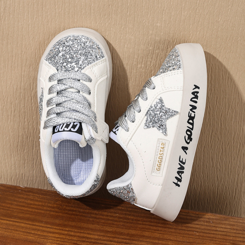 25 dječjih tenisica s petokrakom zvijezdom, slatke svakodnevne bijele tenisice za djecu, niski vrh, kopča Velcro, unisex