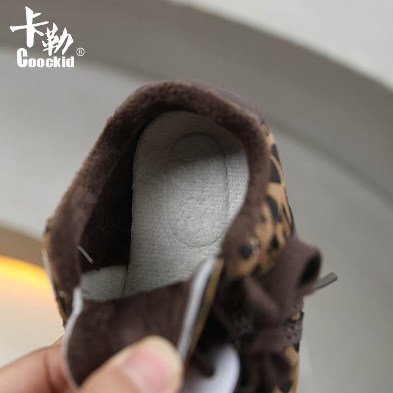 Dječje zimske tenisice s fleece podstavom, leopard uzorak, PU gornji dio, gumeni potplat, zatvaranje na čičak