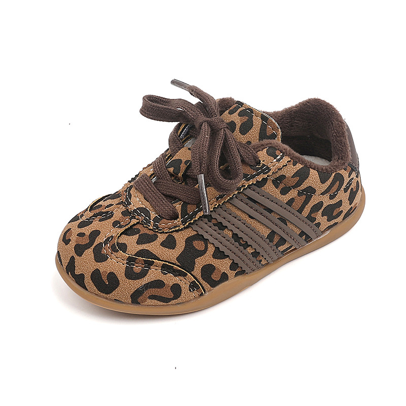 Dječje zimske tenisice s fleece podstavom, leopard uzorak, PU gornji dio, gumeni potplat, zatvaranje na čičak