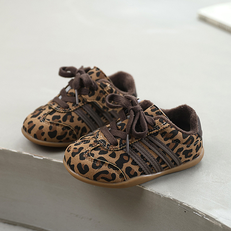 Dječje zimske tenisice s fleece podstavom, leopard uzorak, PU gornji dio, gumeni potplat, zatvaranje na čičak