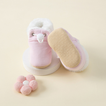 Pantofi bebeluși din bumbac, calzi și groși, talpă moale din material textil, de tip slip-on pentru copii 1–3 ani