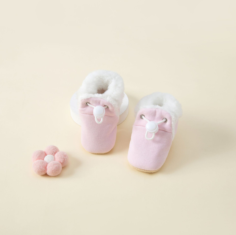 Pantofi bebeluși din bumbac, calzi și groși, talpă moale din material textil, de tip slip-on pentru copii 1–3 ani