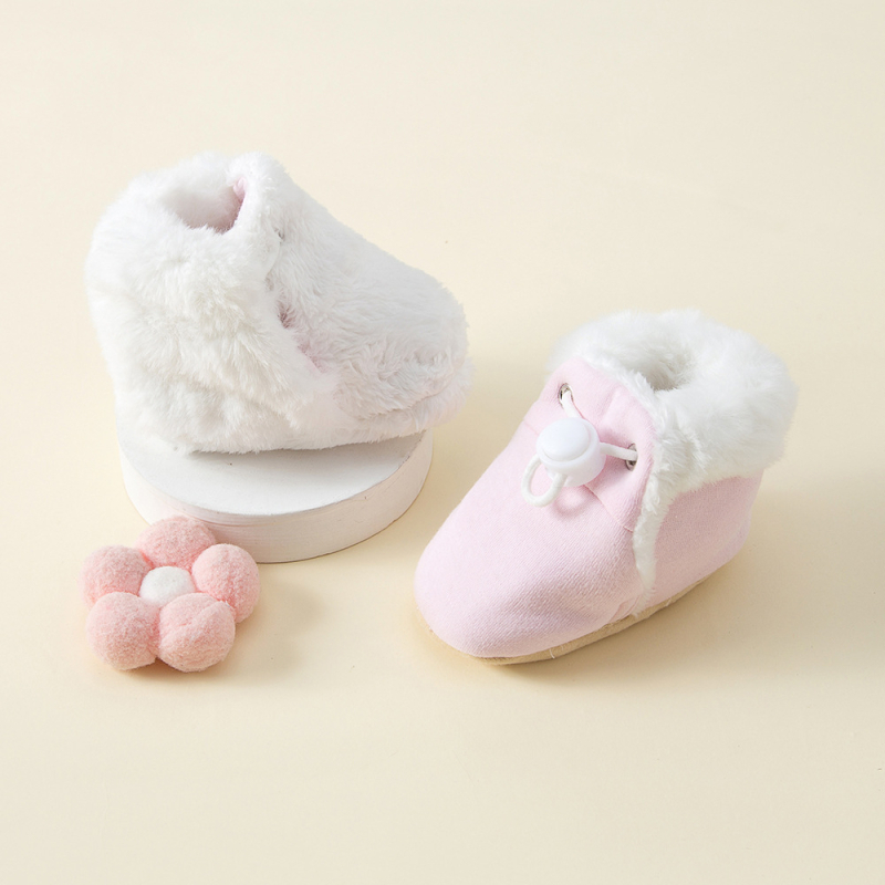 Pantofi bebeluși din bumbac, calzi și groși, talpă moale din material textil, de tip slip-on pentru copii 1–3 ani