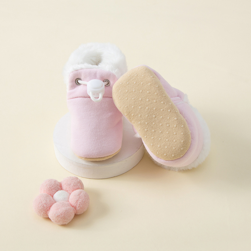 Pantofi bebeluși din bumbac, calzi și groși, talpă moale din material textil, de tip slip-on pentru copii 1–3 ani