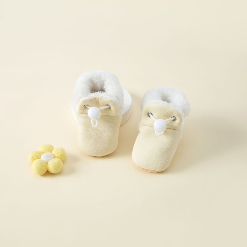 Pantofi bebeluși din bumbac, calzi și groși, talpă moale din material textil, de tip slip-on pentru copii 1–3 ani