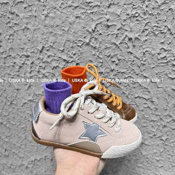 Adidași pentru copii din piele, închidere Velcro, respirabili, antiderapant, talpă din cauciuc