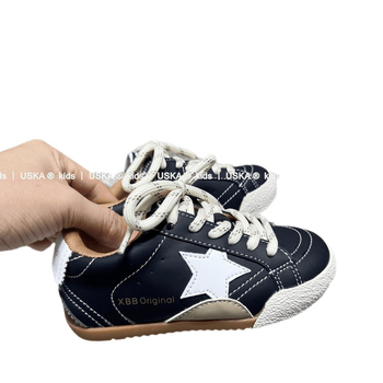 Adidași pentru copii din piele, închidere Velcro, respirabili, antiderapant, talpă din cauciuc