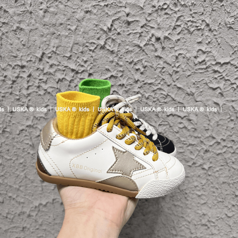 Adidași pentru copii din piele, închidere Velcro, respirabili, antiderapant, talpă din cauciuc