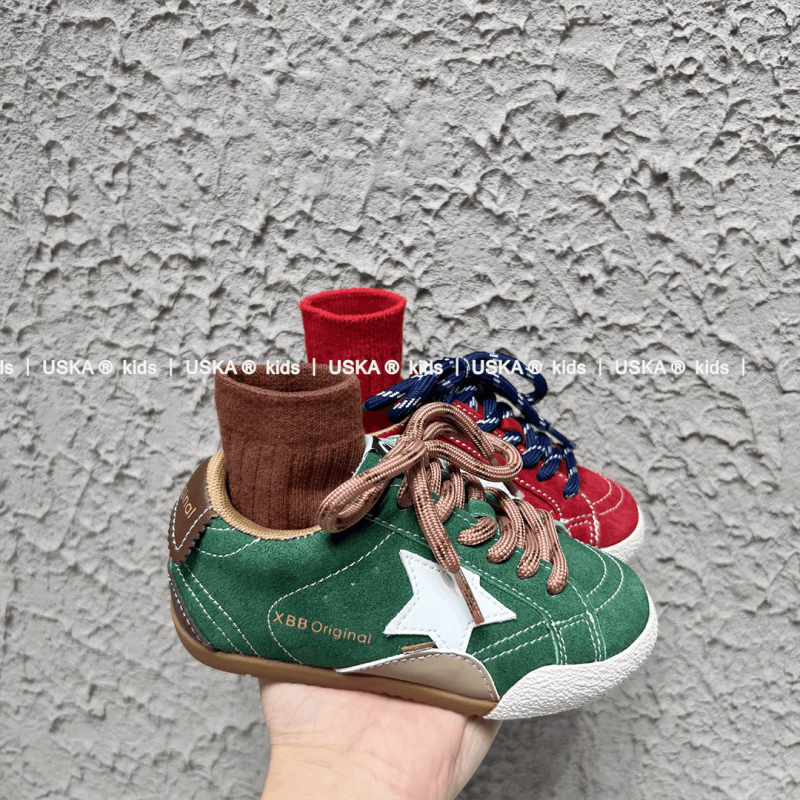 Adidași pentru copii din piele, închidere Velcro, respirabili, antiderapant, talpă din cauciuc