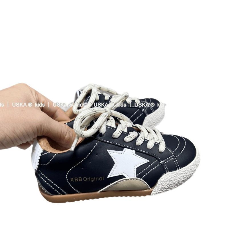 Adidași pentru copii din piele, închidere Velcro, respirabili, antiderapant, talpă din cauciuc