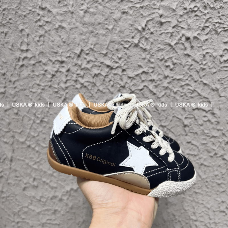 Adidași pentru copii din piele, închidere Velcro, respirabili, antiderapant, talpă din cauciuc